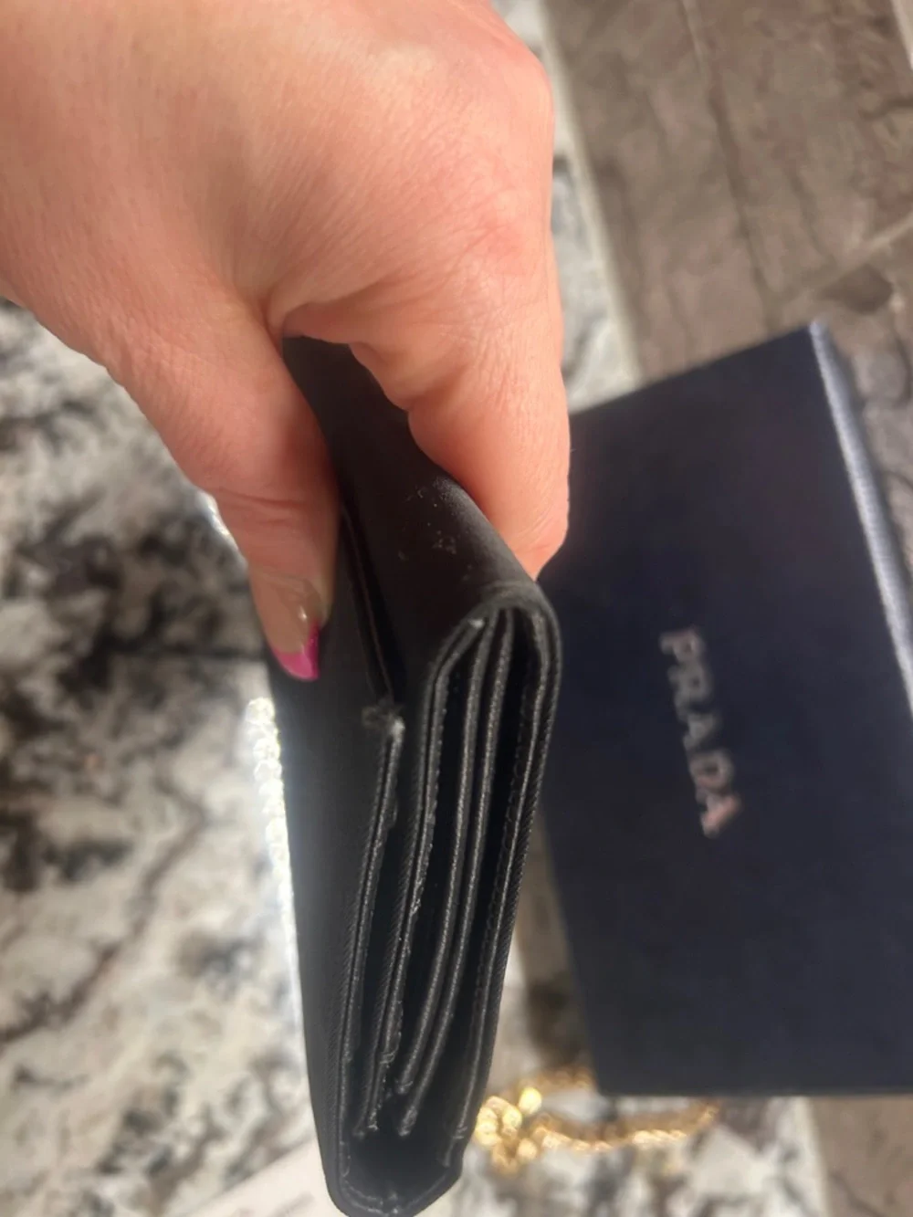 Prada Black Wallet on Chain with Gold Hardware COA and box - Picture 15 of 16